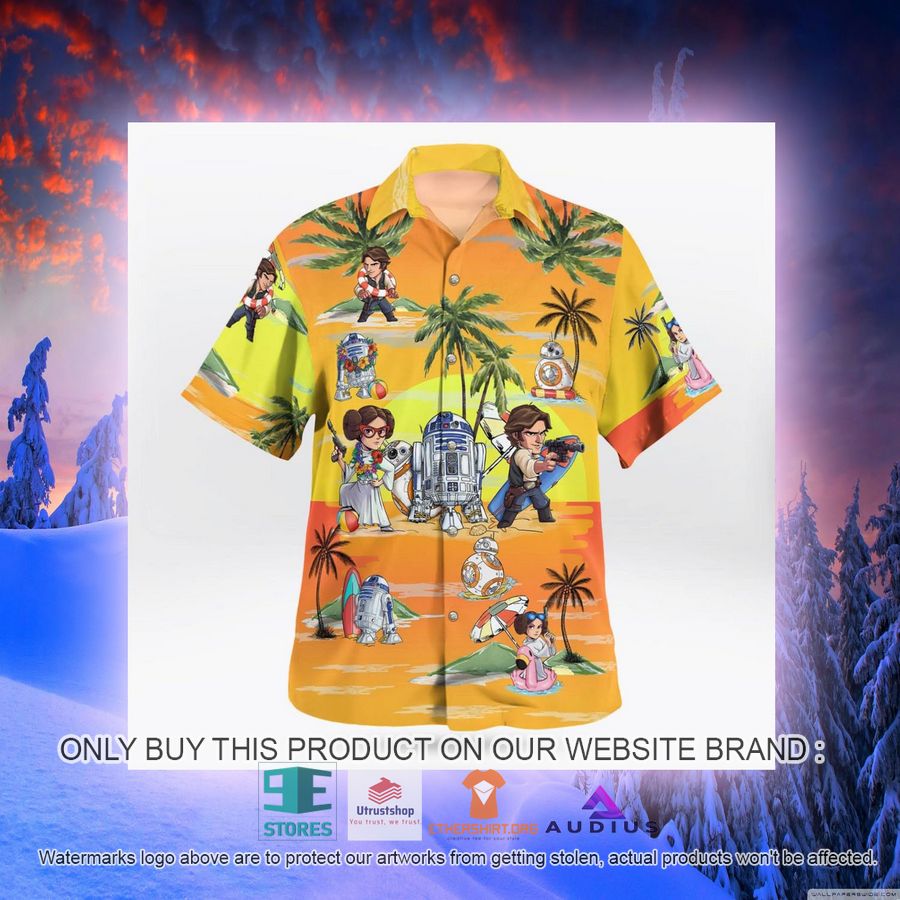 leia solo bb8 r2d2 summer time sunset yellow hawaii shirt shorts 7 41616