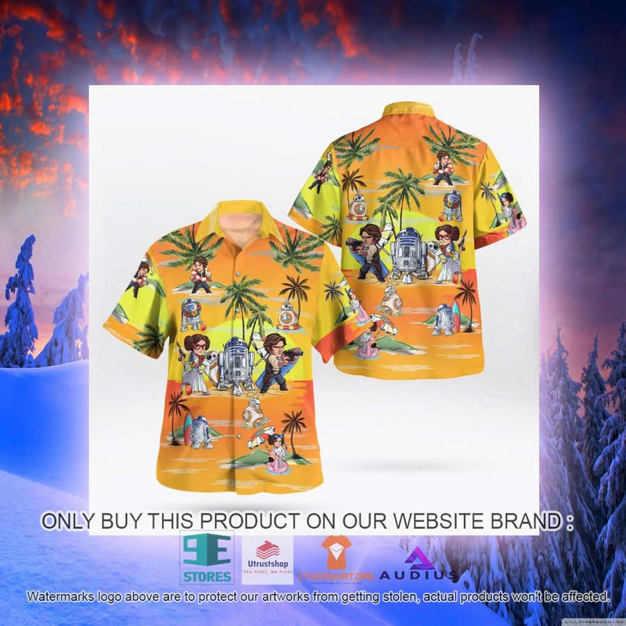 leia solo bb8 r2d2 summer time sunset yellow hawaii shirt shorts 8 94145