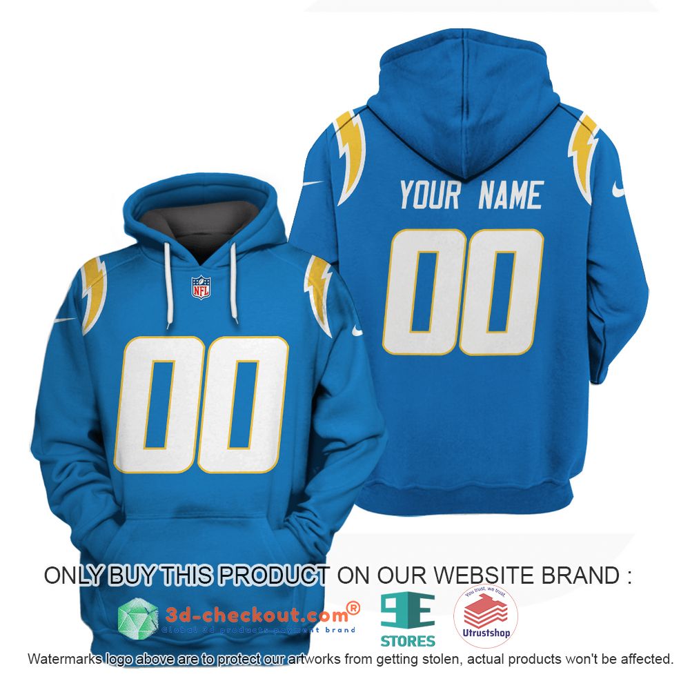 los angeles chargers nfl personalized blue 3d shirt hoodie 2 13496