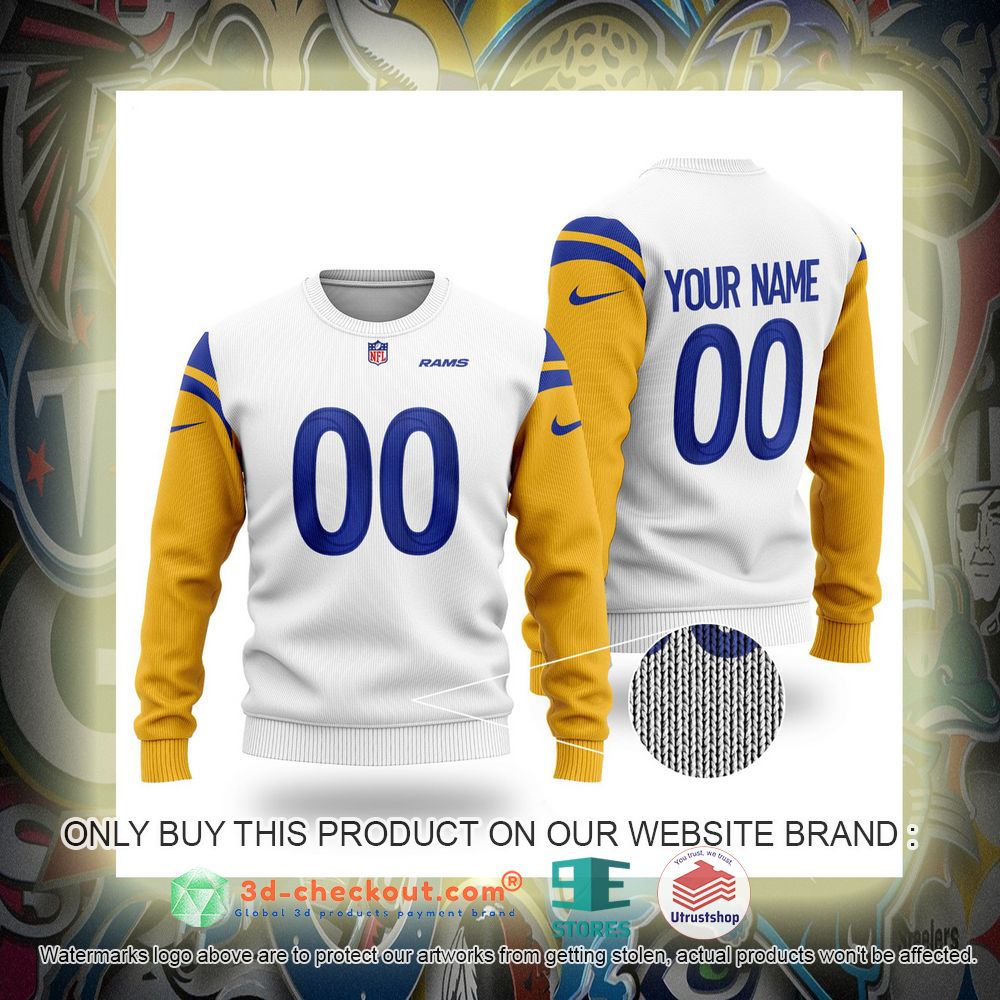 los angeles rams nfl personalized white ugly christmas sweater 1 71690