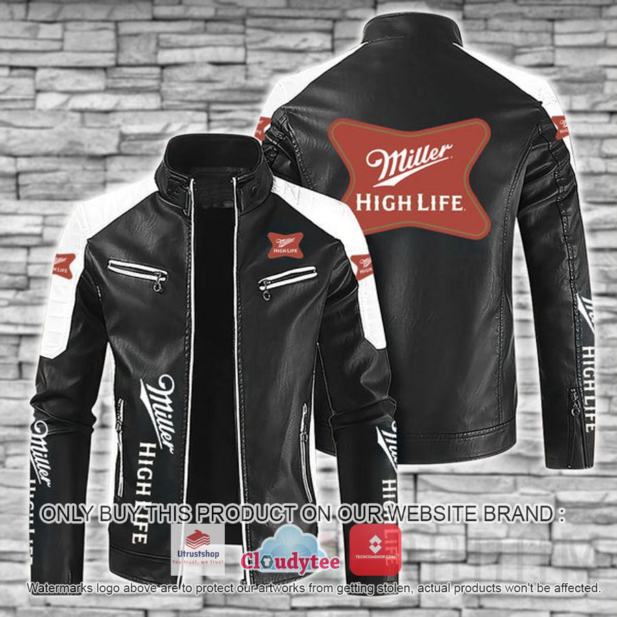 miller high life block leather jacket 1 36215