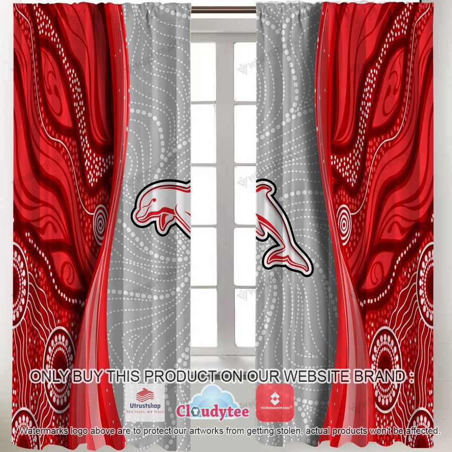 nrl dolphins window curtain set 2 78153