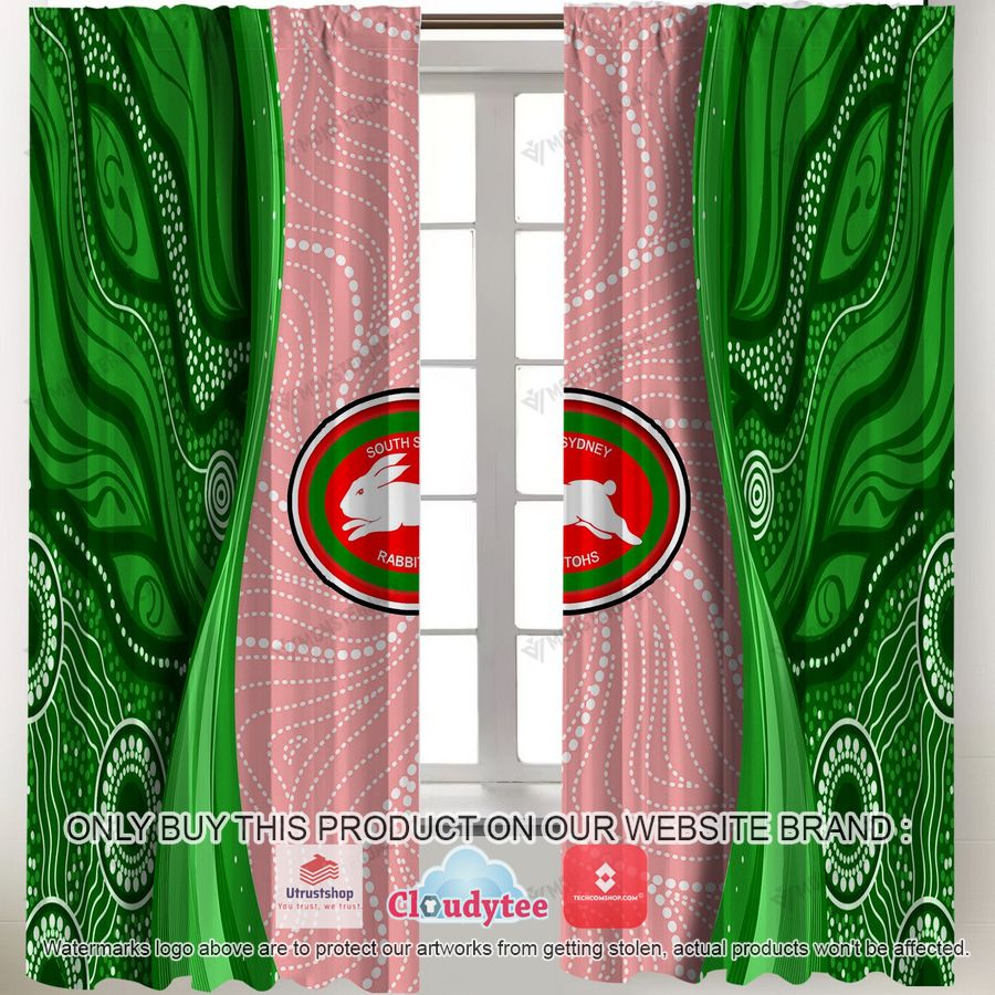 nrl south sydney rabbitohs window curtain set 2 54541