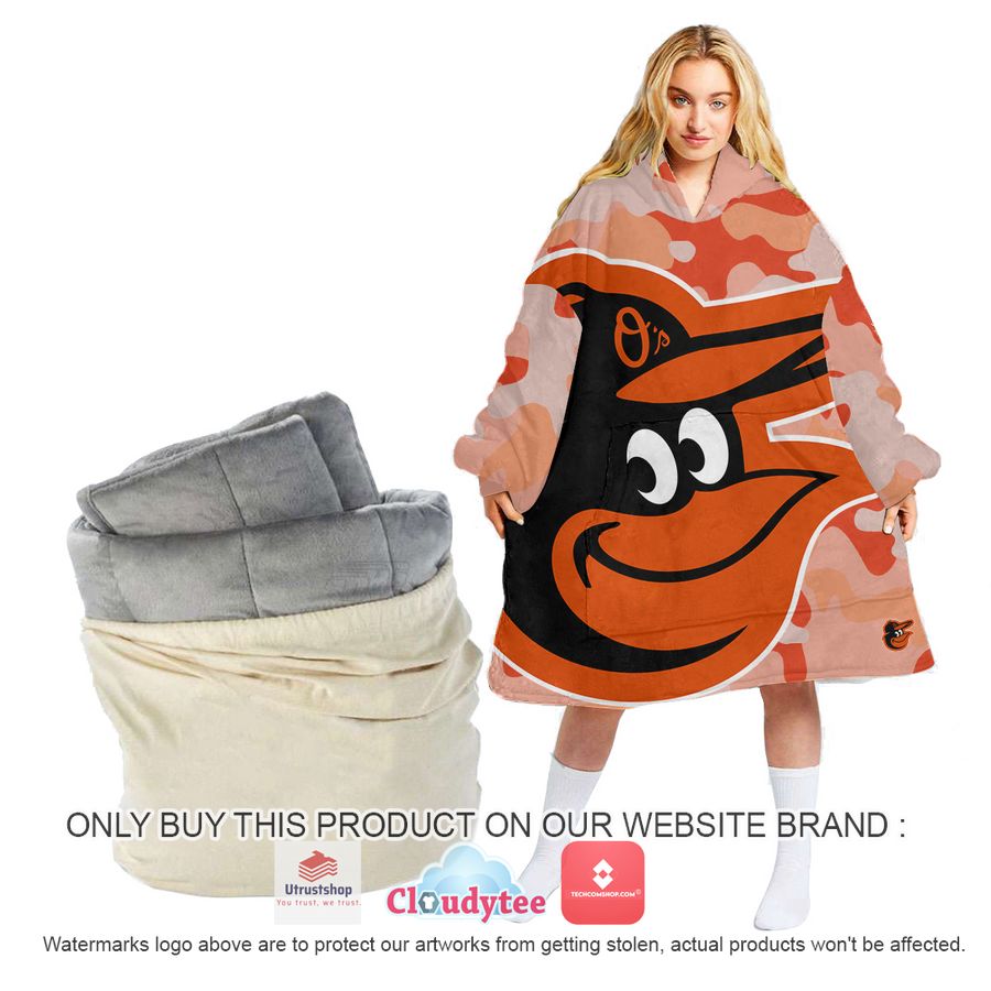 personalized baltimore orioles camo oodie blanket hoodie 1 49529