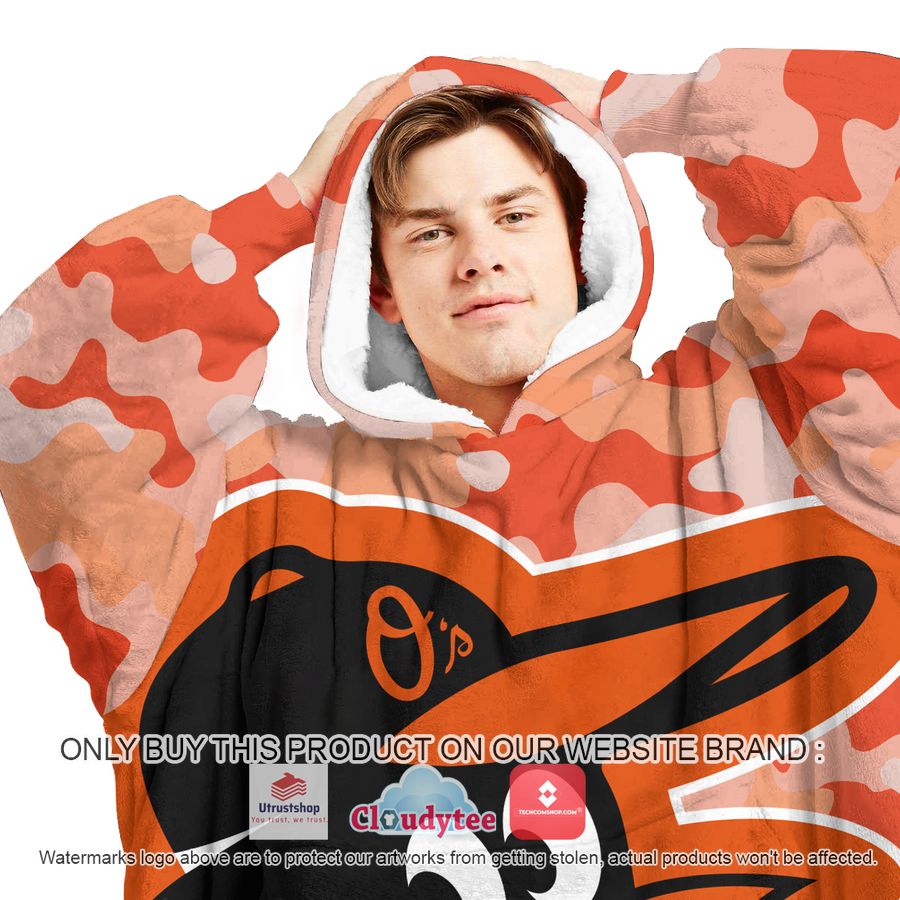 personalized baltimore orioles camo oodie blanket hoodie 3 66224