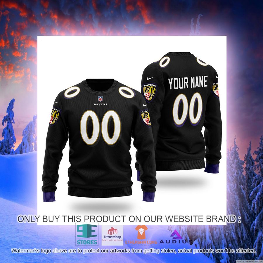personalized baltimore ravens black ugly sweater 2 42137