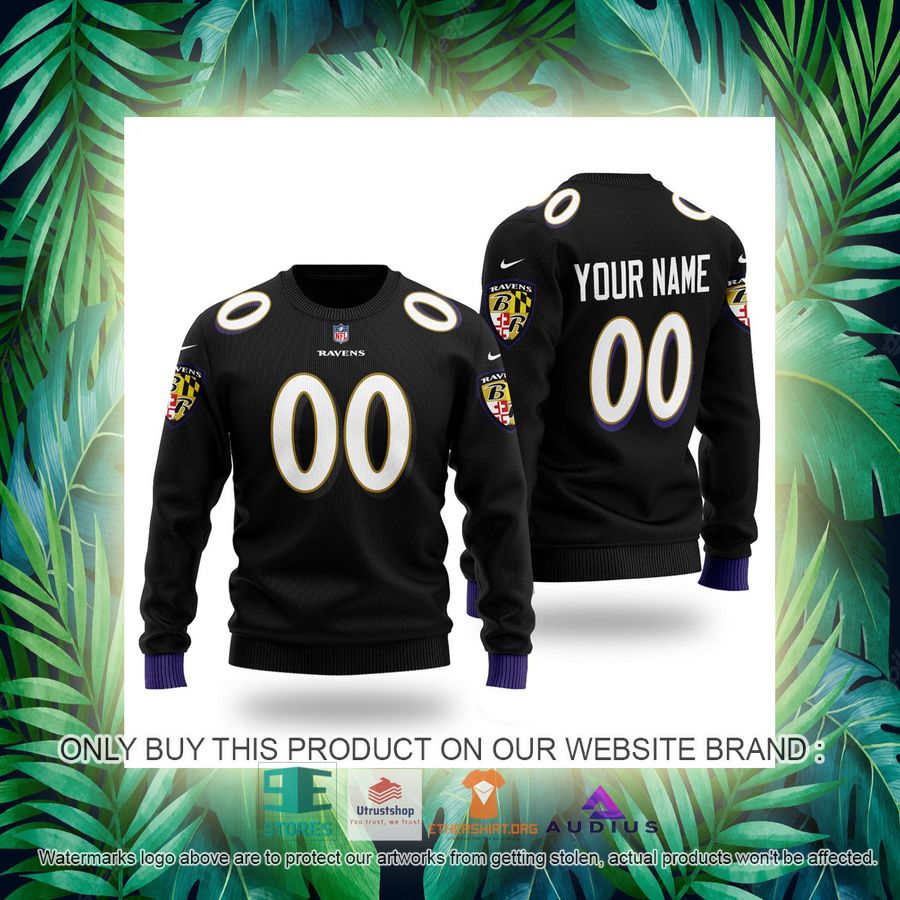 personalized baltimore ravens black ugly sweater 3 2444