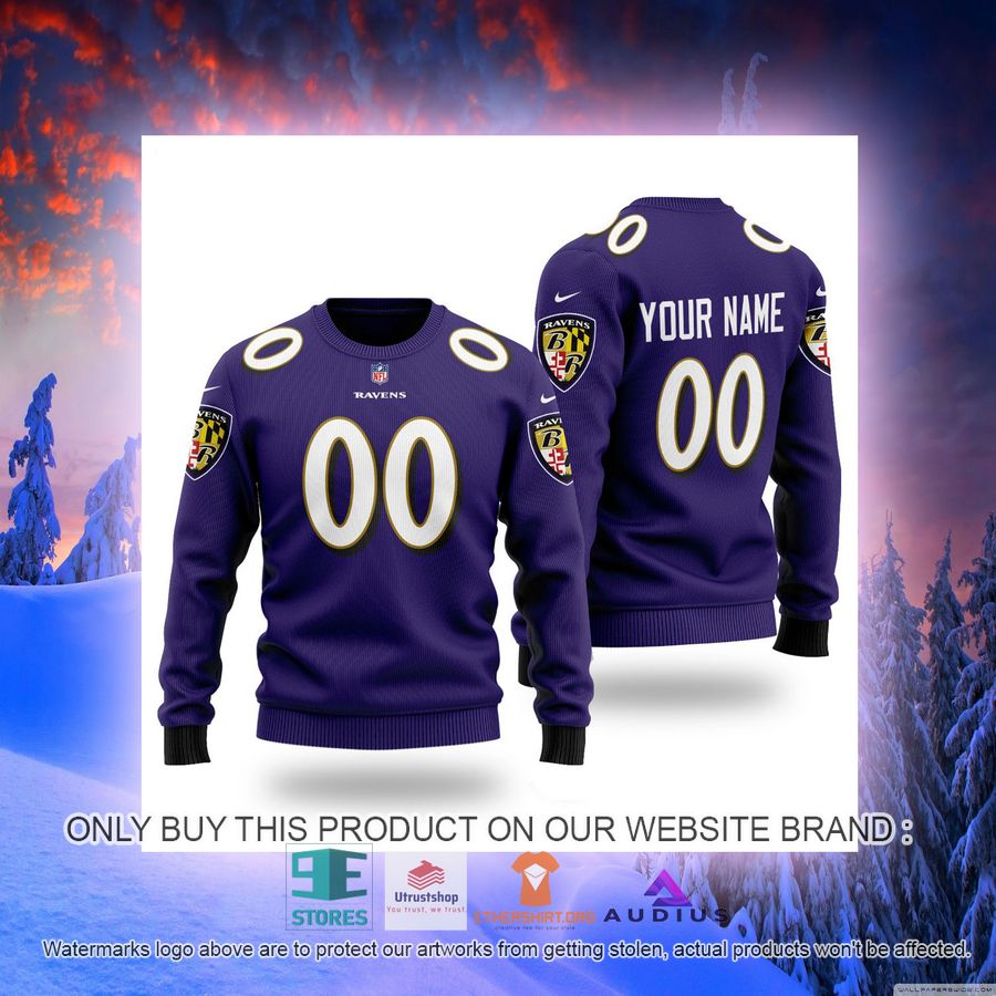 personalized baltimore ravens purple ugly sweater 2 25656