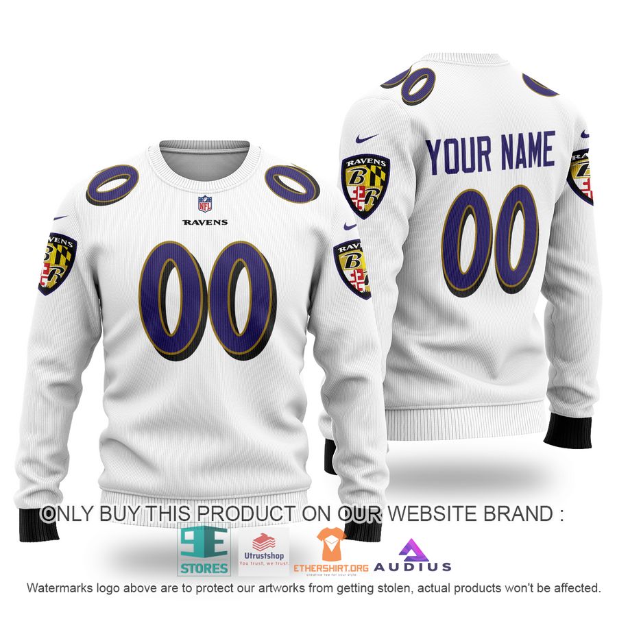 personalized baltimore ravens white ugly sweater 1 25499