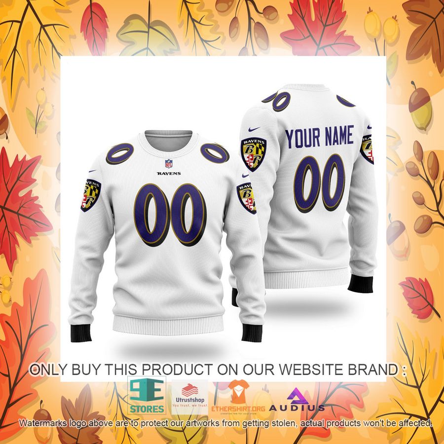 personalized baltimore ravens white ugly sweater 4 11329