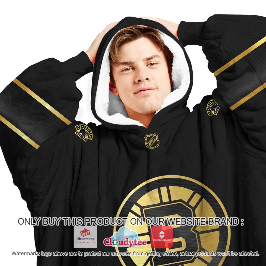 personalized black golden nhl boston bruins oodie blanket hoodie 3 34334