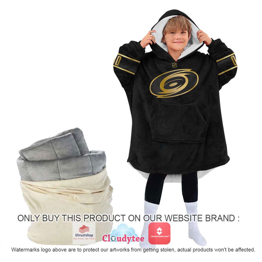 personalized black golden nhl carolina hurricanes oodie blanket hoodie 4 6401