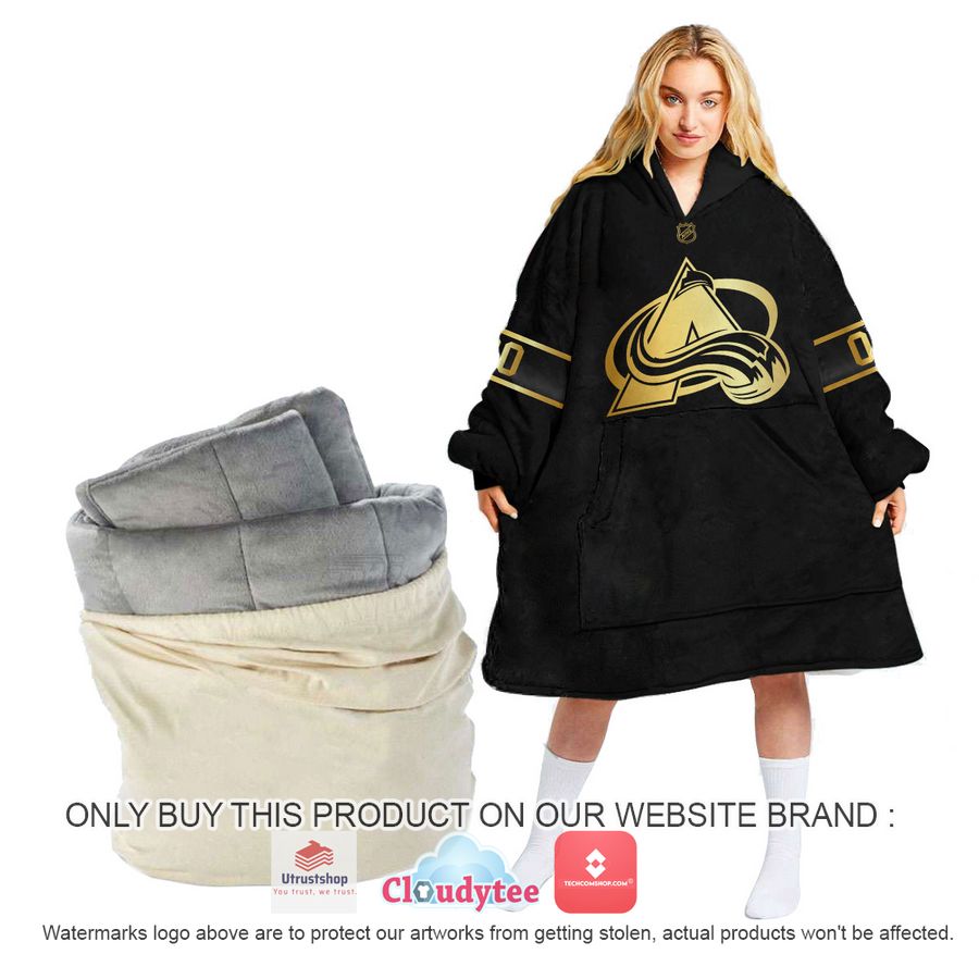 personalized black golden nhl colorado avalanche oodie blanket hoodie 1 6434