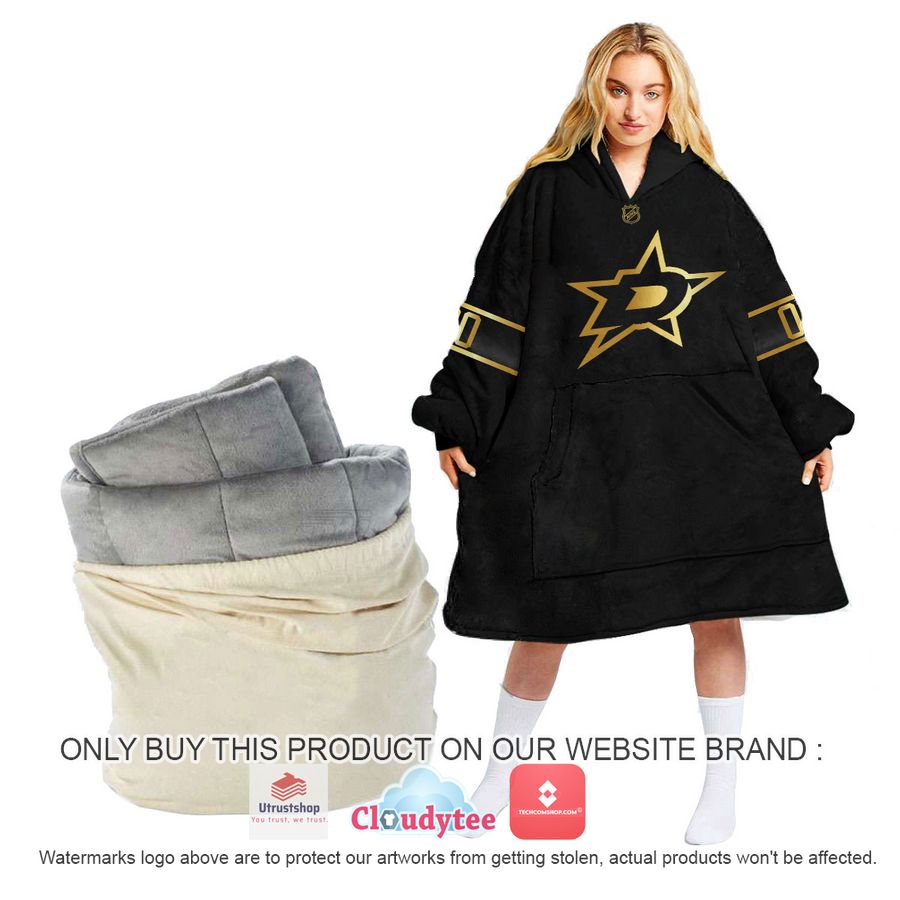 personalized black golden nhl dallas stars oodie blanket hoodie 1 53673