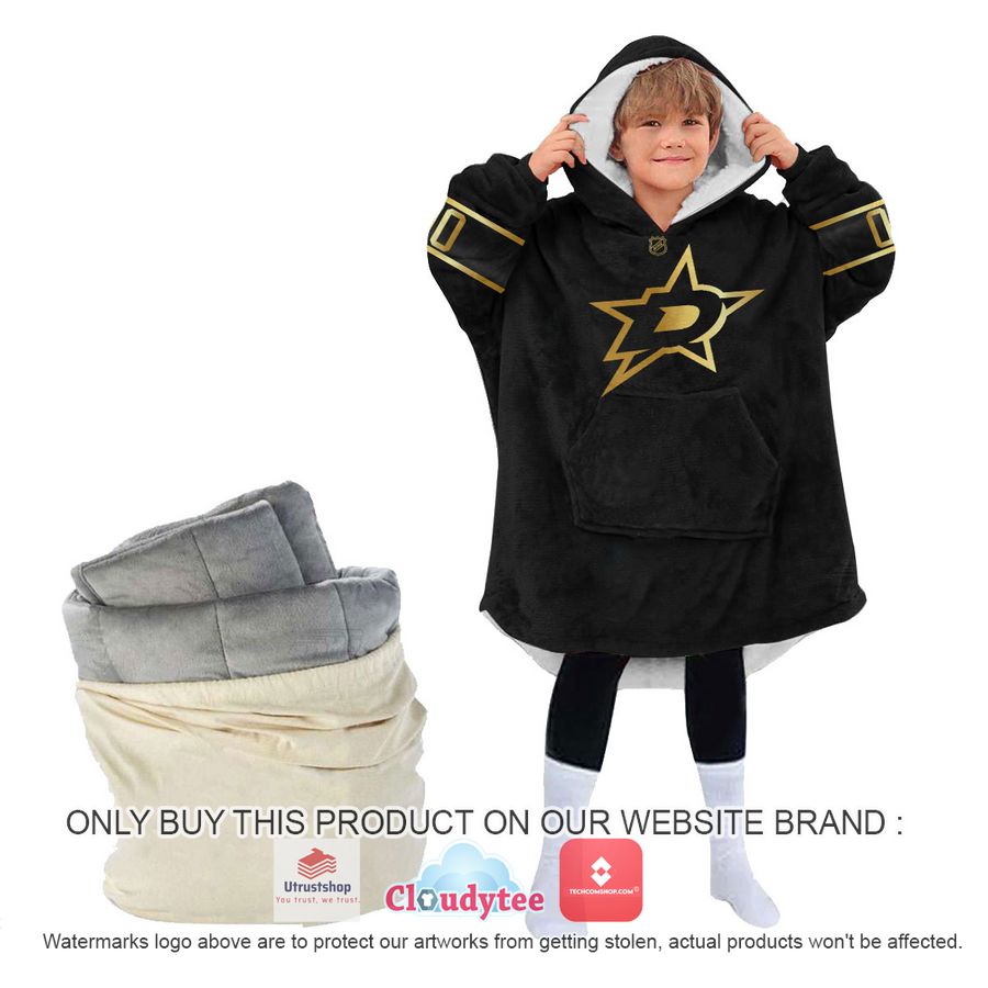 personalized black golden nhl dallas stars oodie blanket hoodie 4 10440