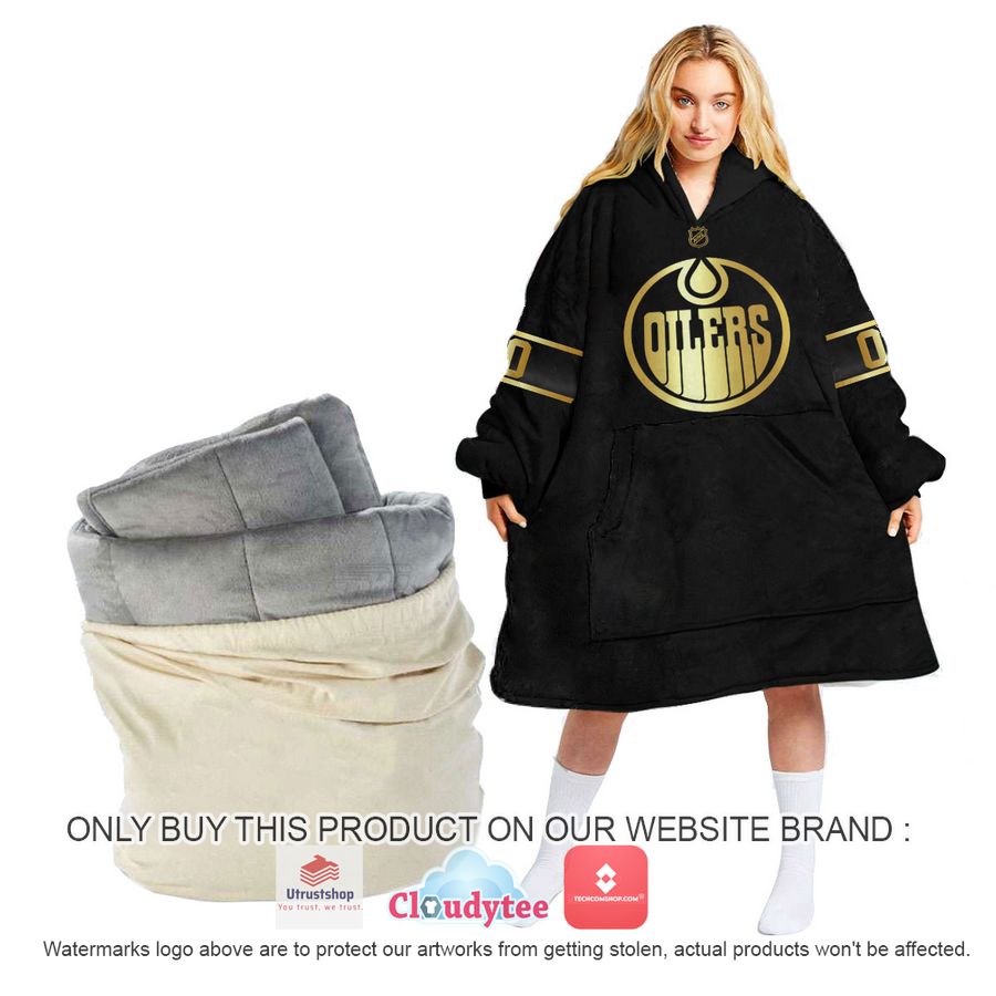 personalized black golden nhl edmonton oilers oodie blanket hoodie 1 63604