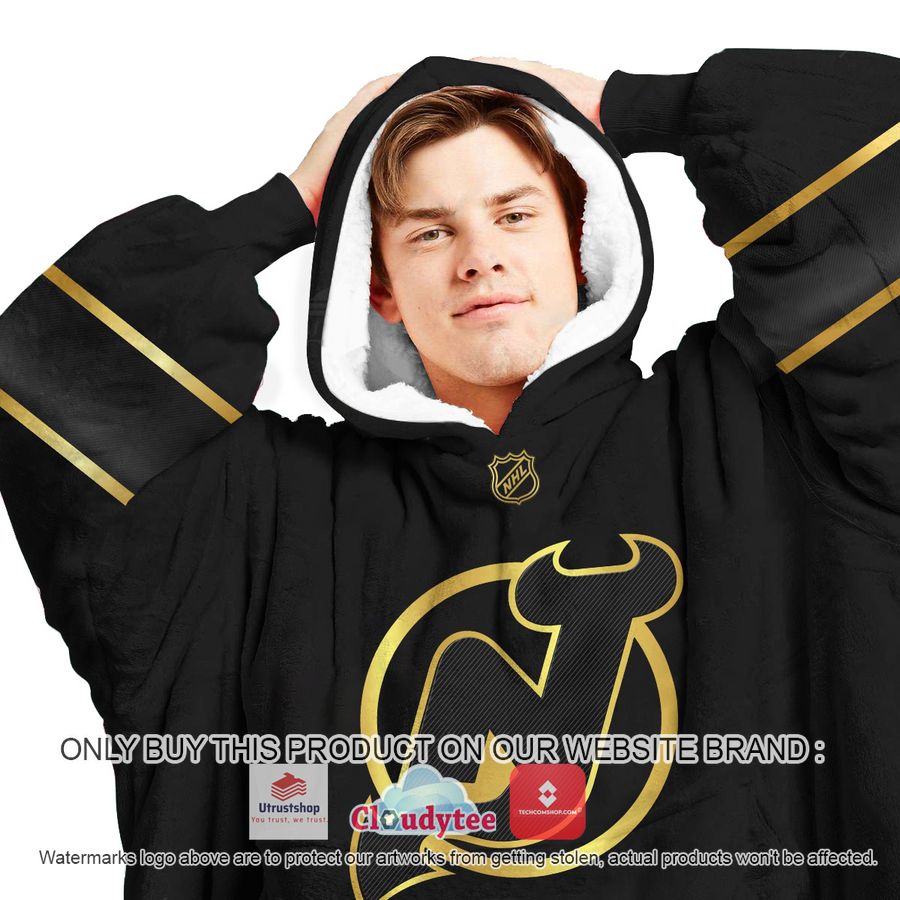personalized black golden nhl new jersey devils oodie blanket hoodie 3 52694
