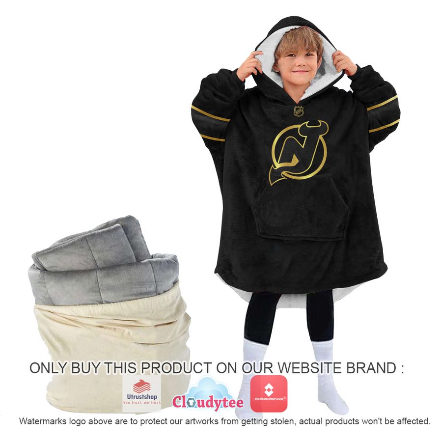 personalized black golden nhl new jersey devils oodie blanket hoodie 4 25029