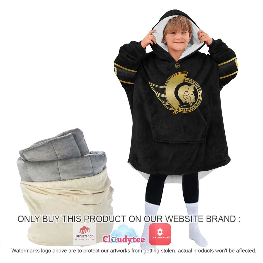 personalized black golden nhl ottawa senators oodie blanket hoodie 4 95395