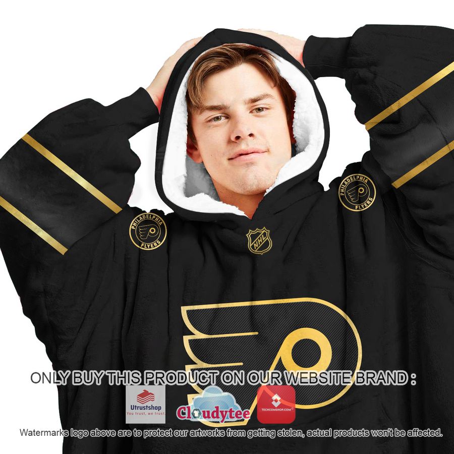 personalized black golden nhl philadelphia flyers oodie blanket hoodie 3 2431