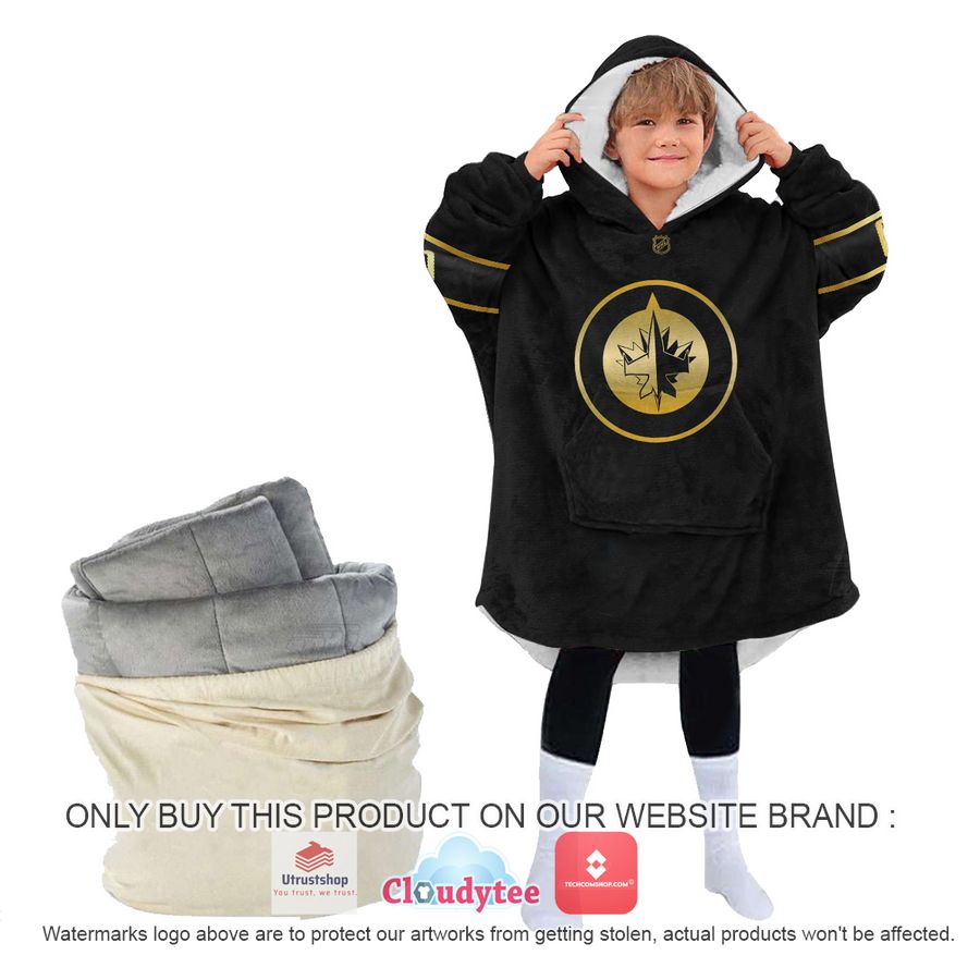 personalized black golden nhl winnipeg jets oodie blanket hoodie 4 71531