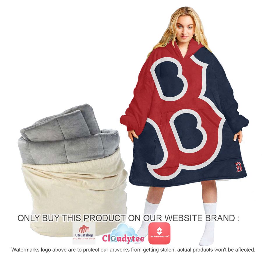 personalized boston red sox blue oodie blanket hoodie 1 36574