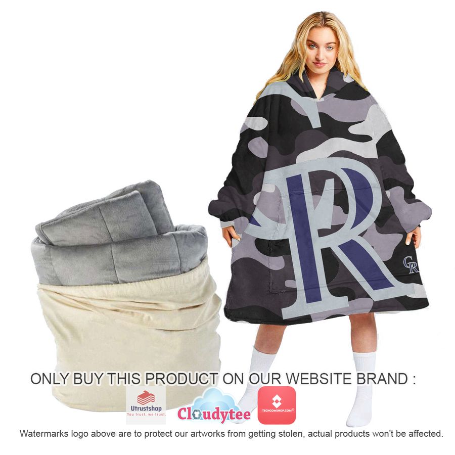personalized colorado rockies camo oodie blanket hoodie 1 81067