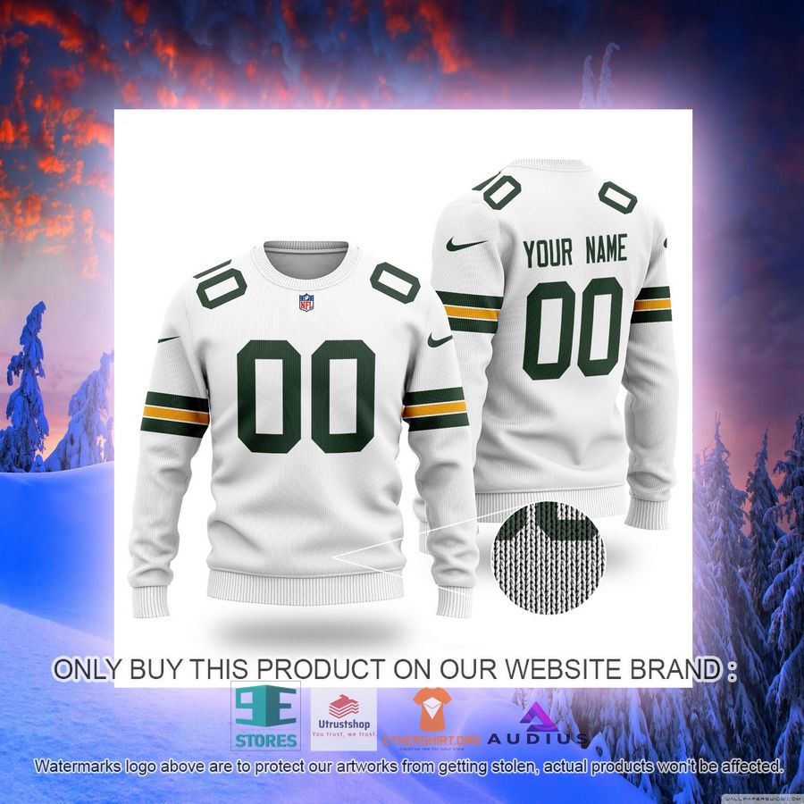 personalized green bay packers white ugly sweater 2 7876