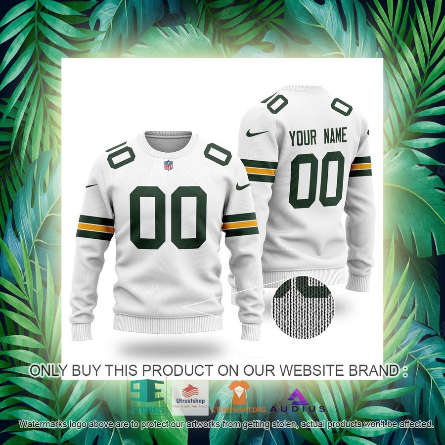 personalized green bay packers white ugly sweater 3 90739
