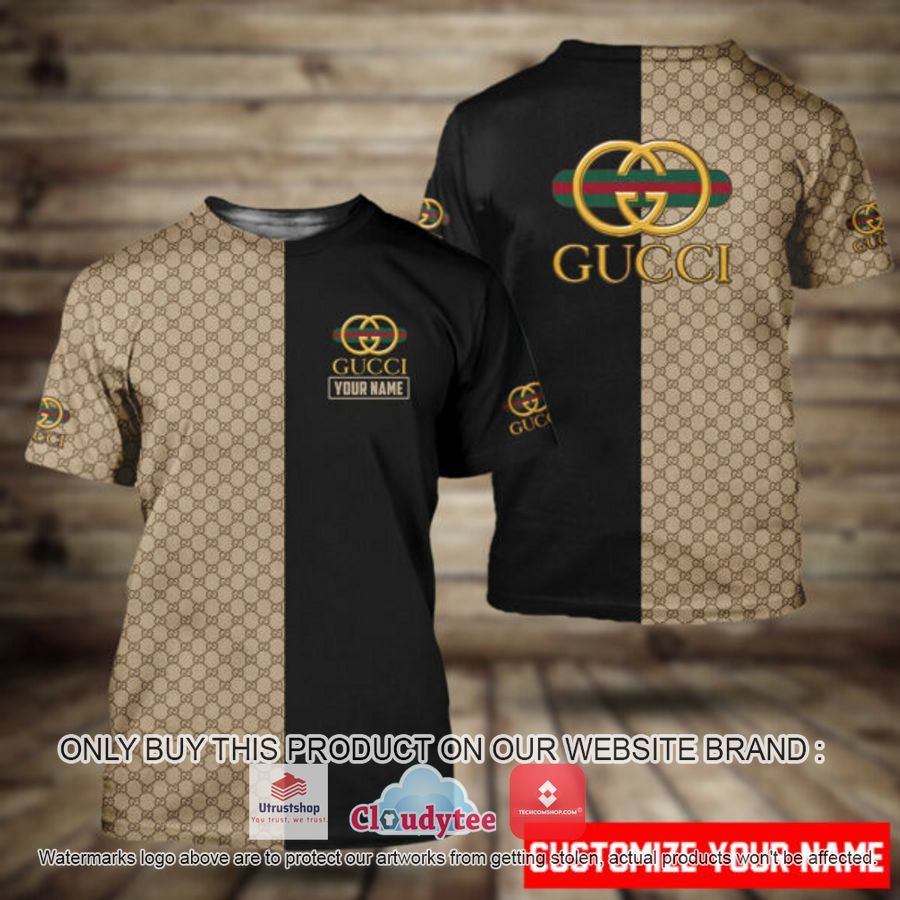 personalized gucci black brown 3d over printed t shirt 1 34428