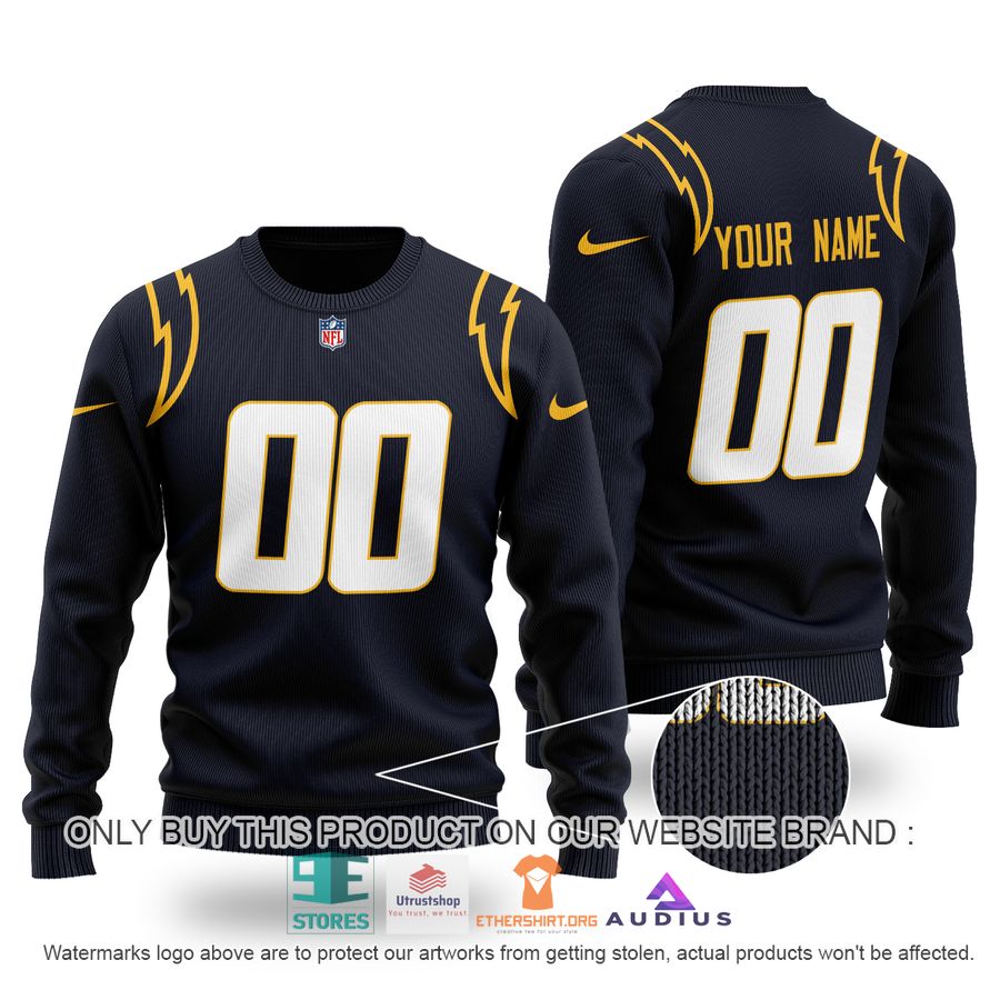 personalized los angeles chargers black ugly sweater 1 21053