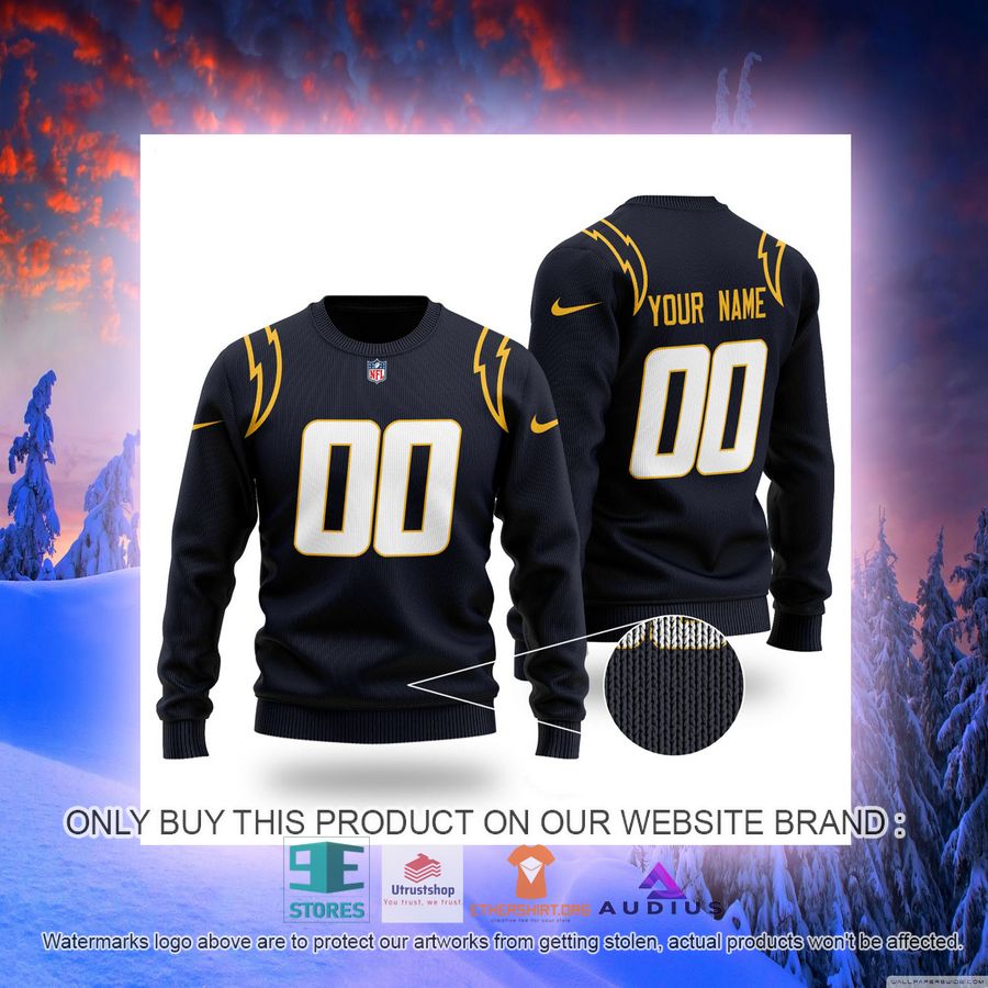 personalized los angeles chargers black ugly sweater 2 53769