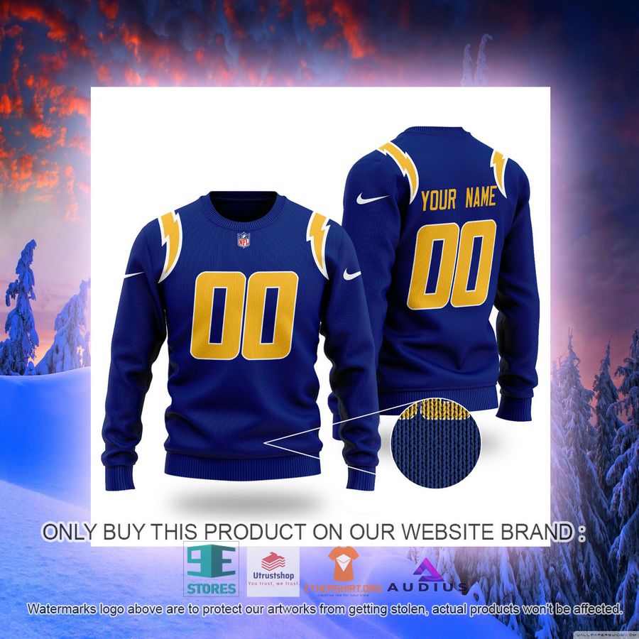 personalized los angeles chargers dark blue ugly sweater 2 74239