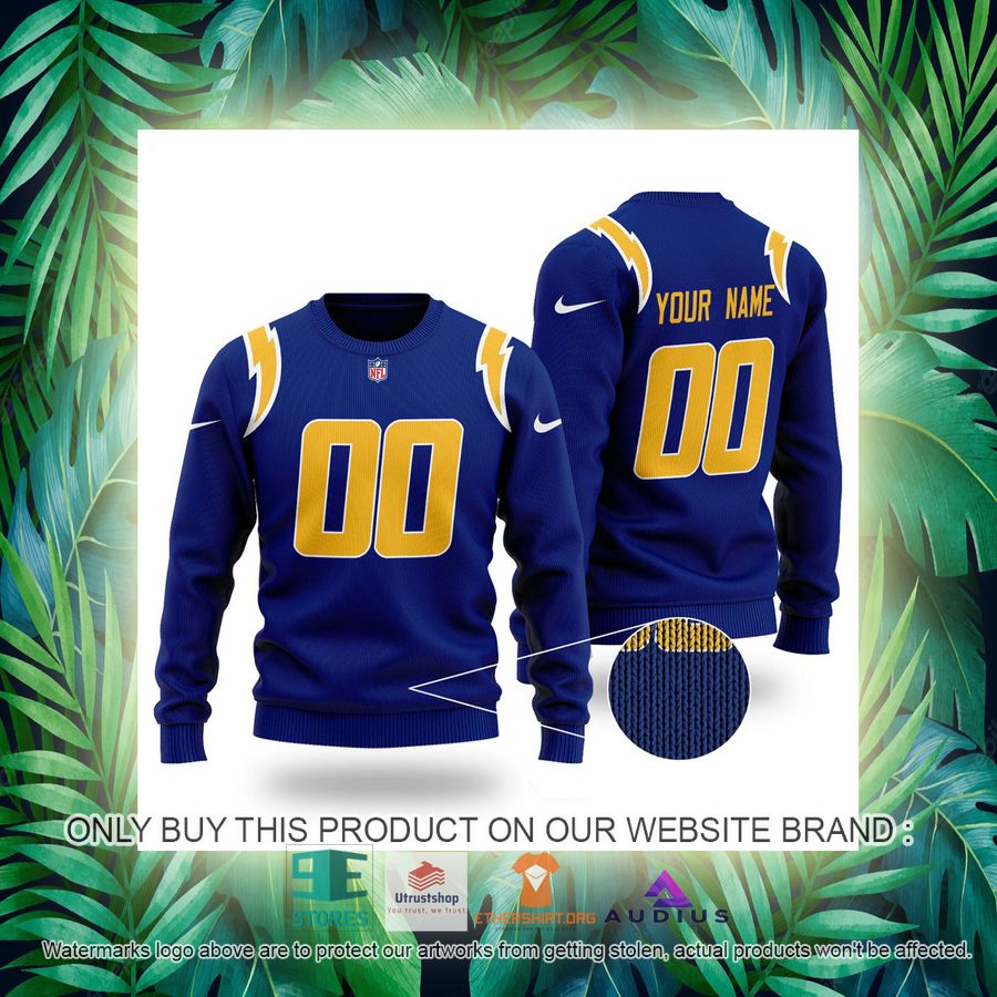 personalized los angeles chargers dark blue ugly sweater 3 11959
