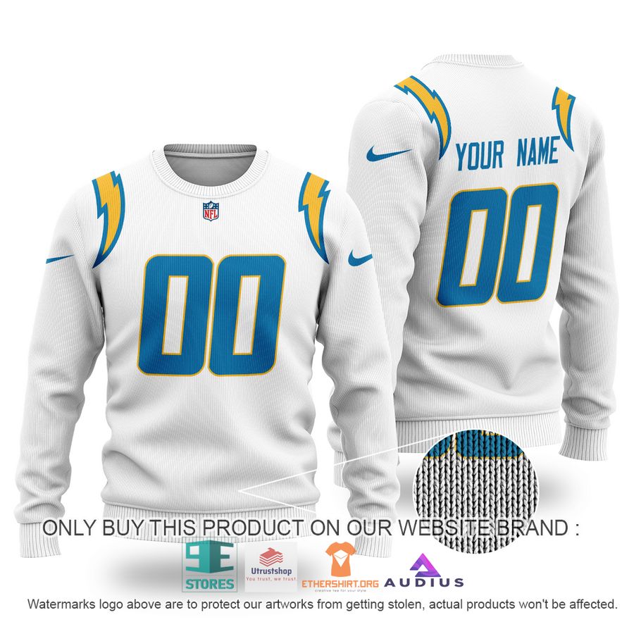 personalized los angeles chargers white ugly sweater 1 22771