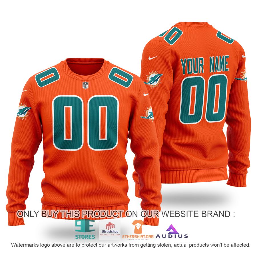 personalized miami dolphins orange ugly sweater 1 66474