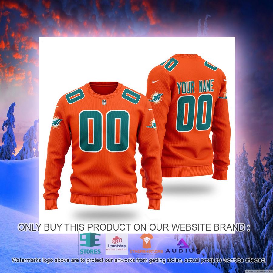 personalized miami dolphins orange ugly sweater 2 72191