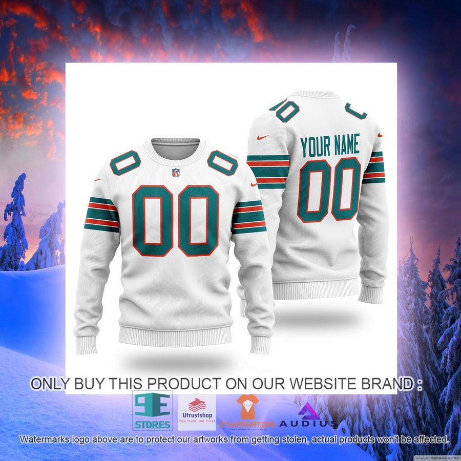personalized miami dolphins white ugly sweater 2 28724