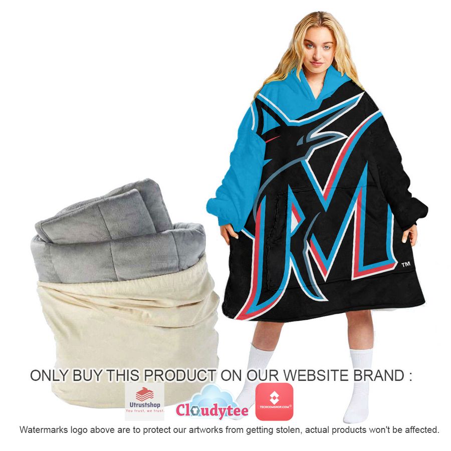 personalized miami marlins oodie blanket hoodie 1 16227