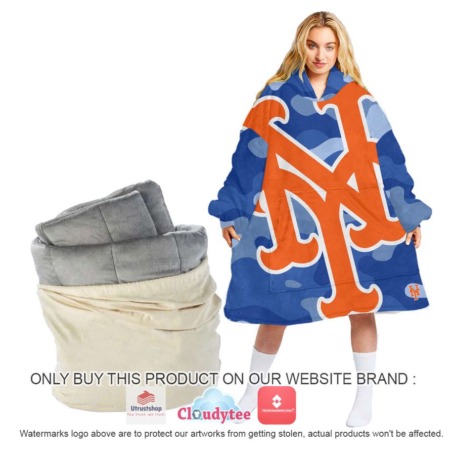 personalized new york mets camo oodie blanket hoodie 1 8586