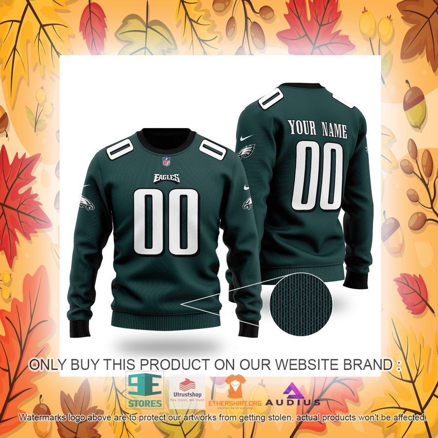 personalized philadelphia eagles dark green ugly sweater 4 44583