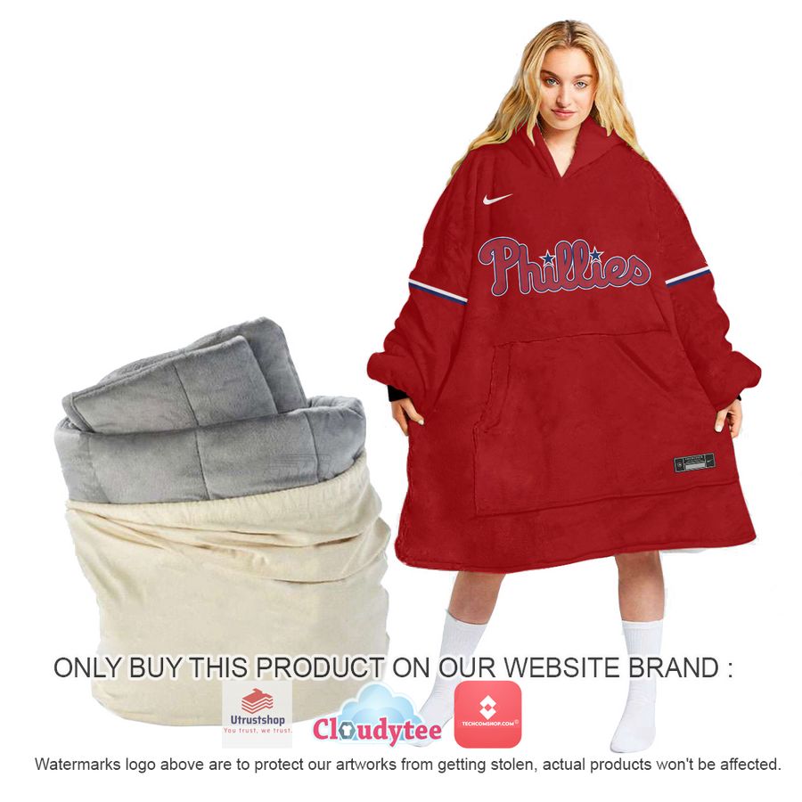 personalized philadelphia phillies red oodie blanket hoodie 2 27280