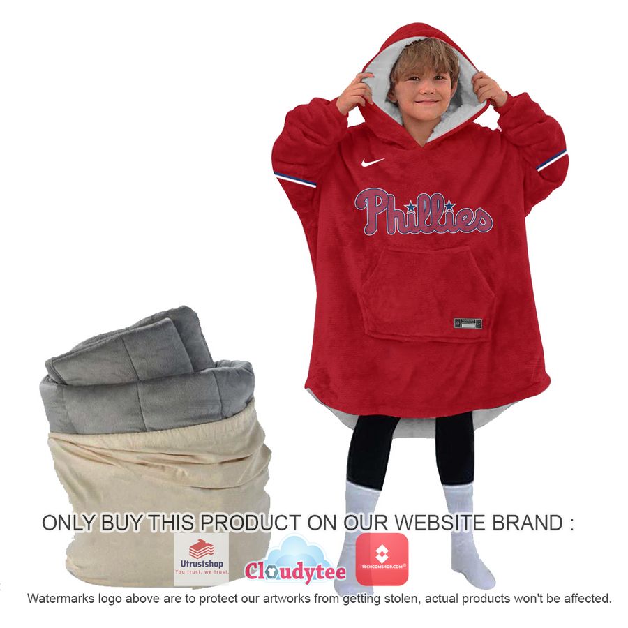 personalized philadelphia phillies red oodie blanket hoodie 4 95041