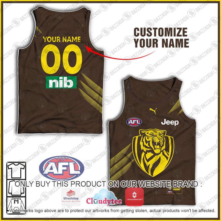 personalized richmond tigers football club vintage retro afl guernsey jeep brown tank top 1 39910