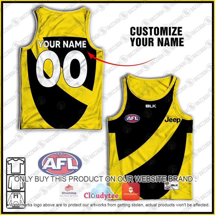 personalized richmond tigers football club vintage retro afl guernsey jeep tank top 1 87742