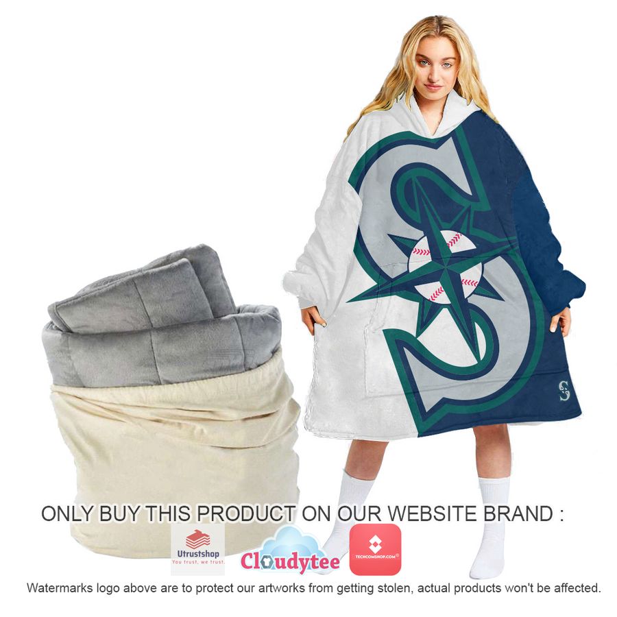 personalized seattle mariners white blue oodie blanket hoodie 2 87779