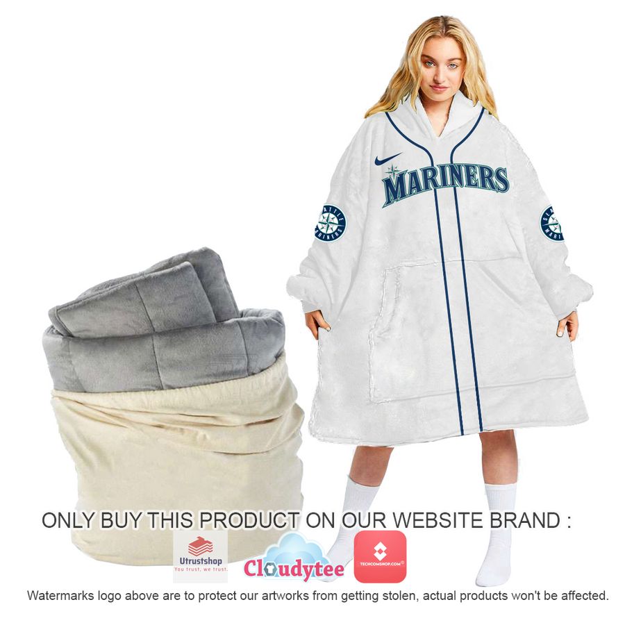 personalized seattle mariners white oodie blanket hoodie 1 74912