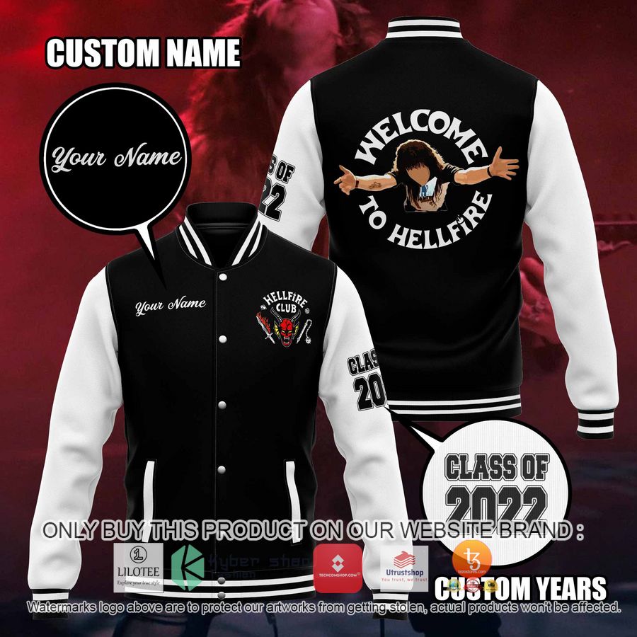personalized stranger things welcome to hellfire club baseball jacket 1 3742