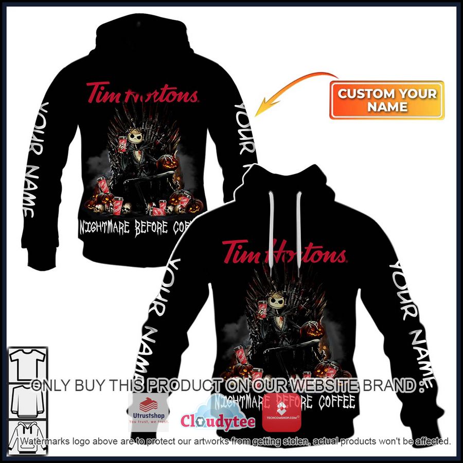 personalized tim hortons jack skellington nightmare before coffee hoodie shirt 1 72533
