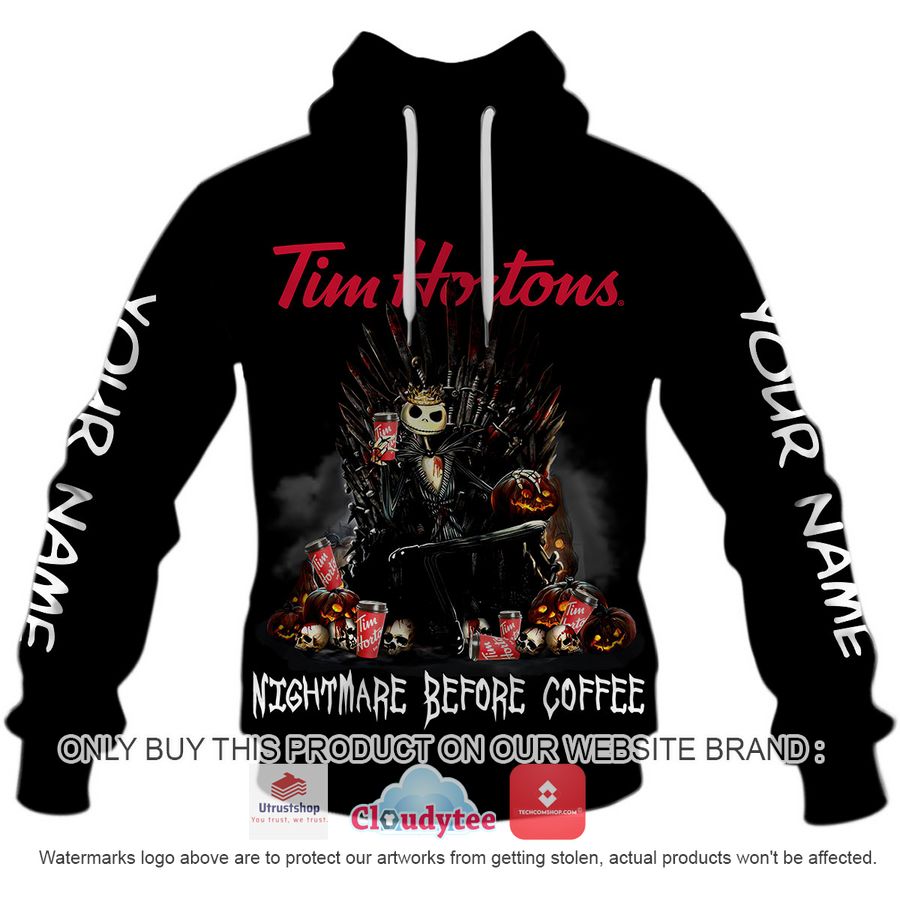 personalized tim hortons jack skellington nightmare before coffee hoodie shirt 2 81370